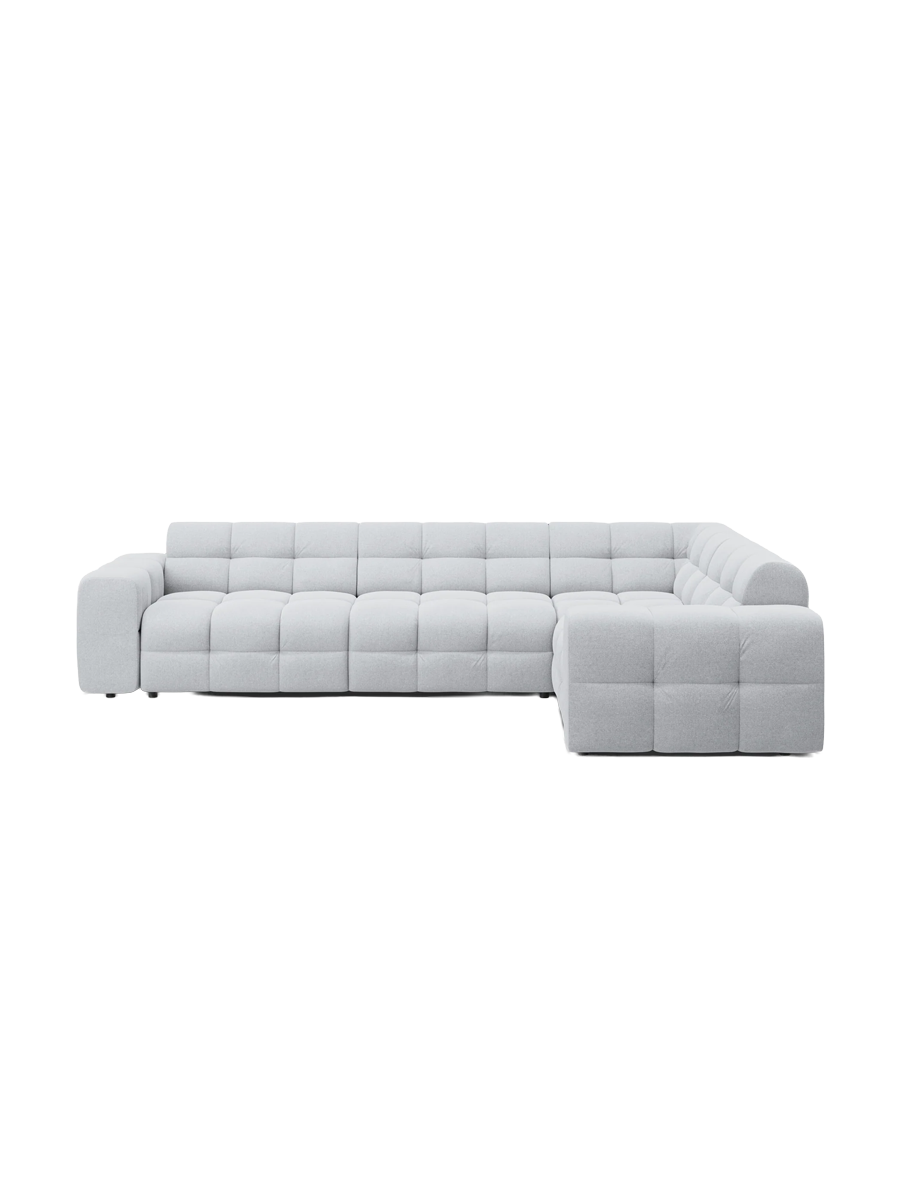 
Design Ecksofa „Kendal“ (6-Sitzer) - Strukturstoff Hellgrau / Eckteil rechts