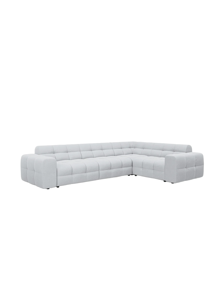 
Design Ecksofa „Kendal“ (6-Sitzer) - Strukturstoff Hellgrau / Eckteil rechts