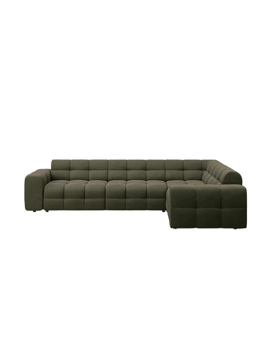 
Design Ecksofa „Kendal“ (6-Sitzer) - Strukturstoff Grün / Eckteil rechts