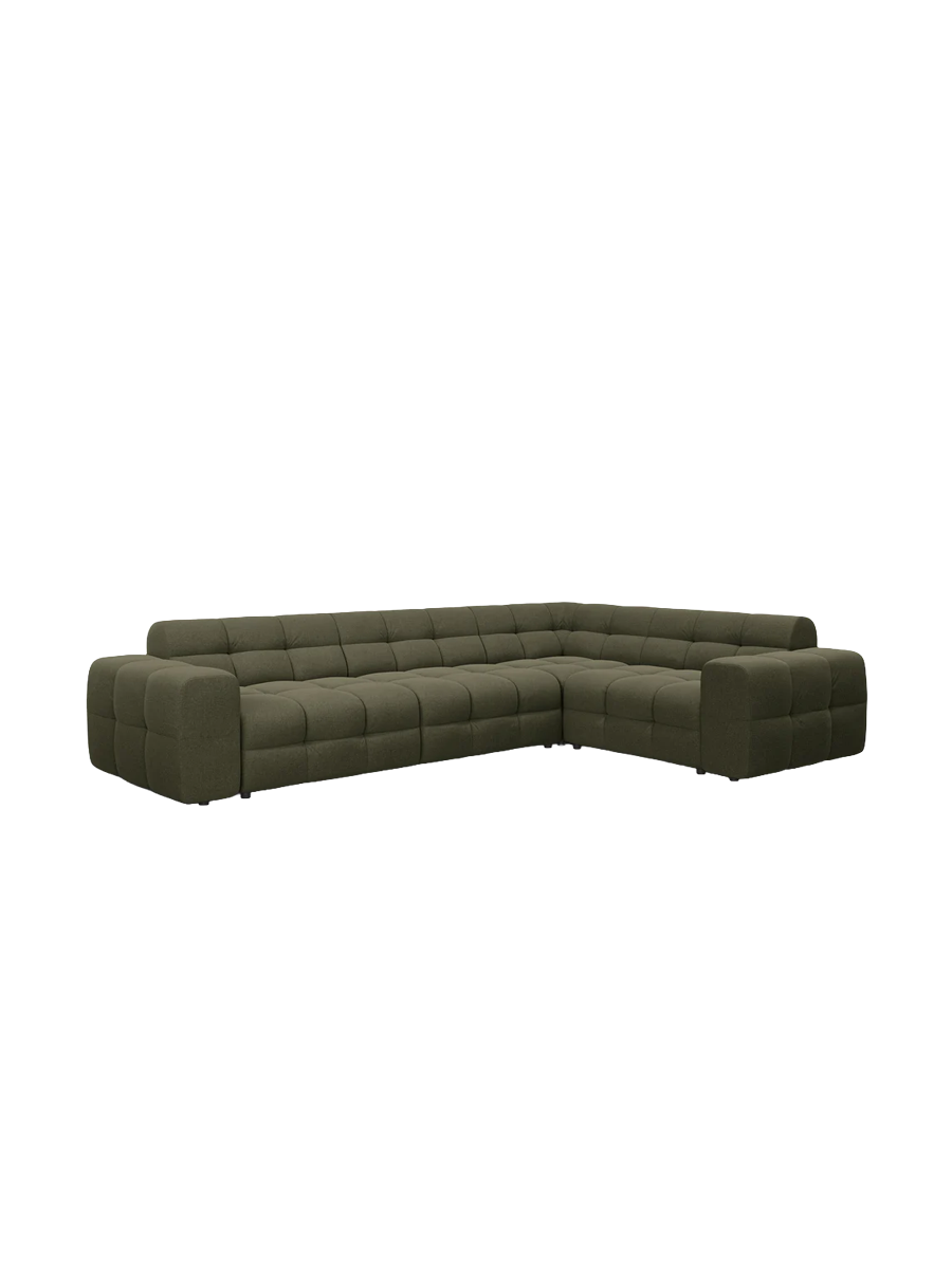 
Design Ecksofa „Kendal“ (6-Sitzer) - Strukturstoff Grün / Eckteil rechts
