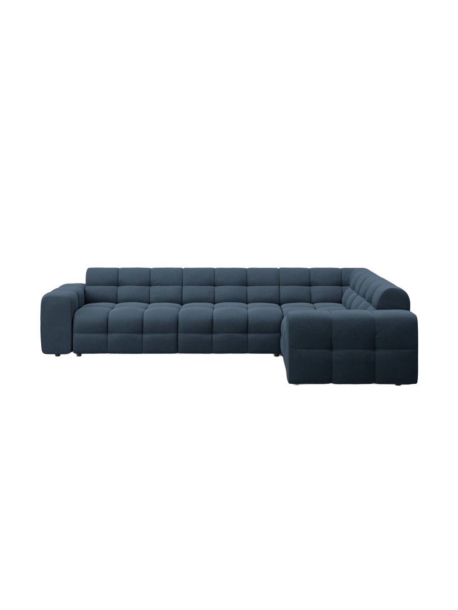 
Design Ecksofa „Kendal“ (6-Sitzer) - Strukturstoff Marineblau / Eckteil rechts