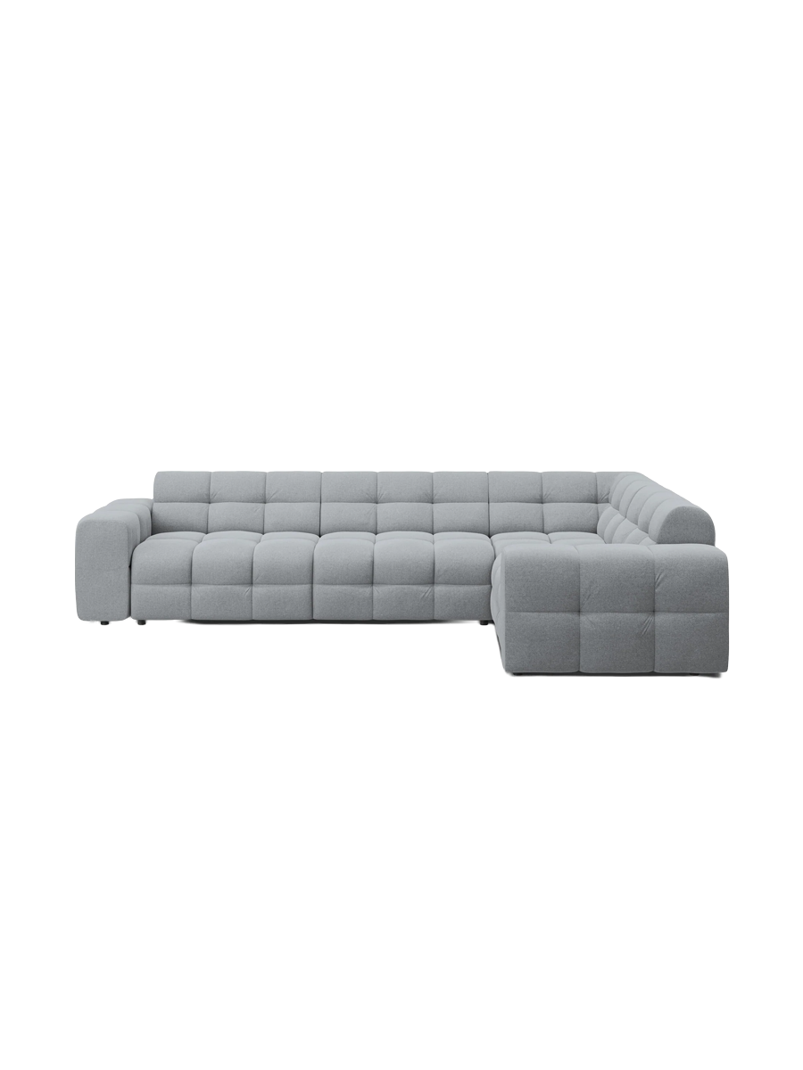 
Design Ecksofa „Kendal“ (6-Sitzer) - Strukturstoff Platin / Eckteil rechts