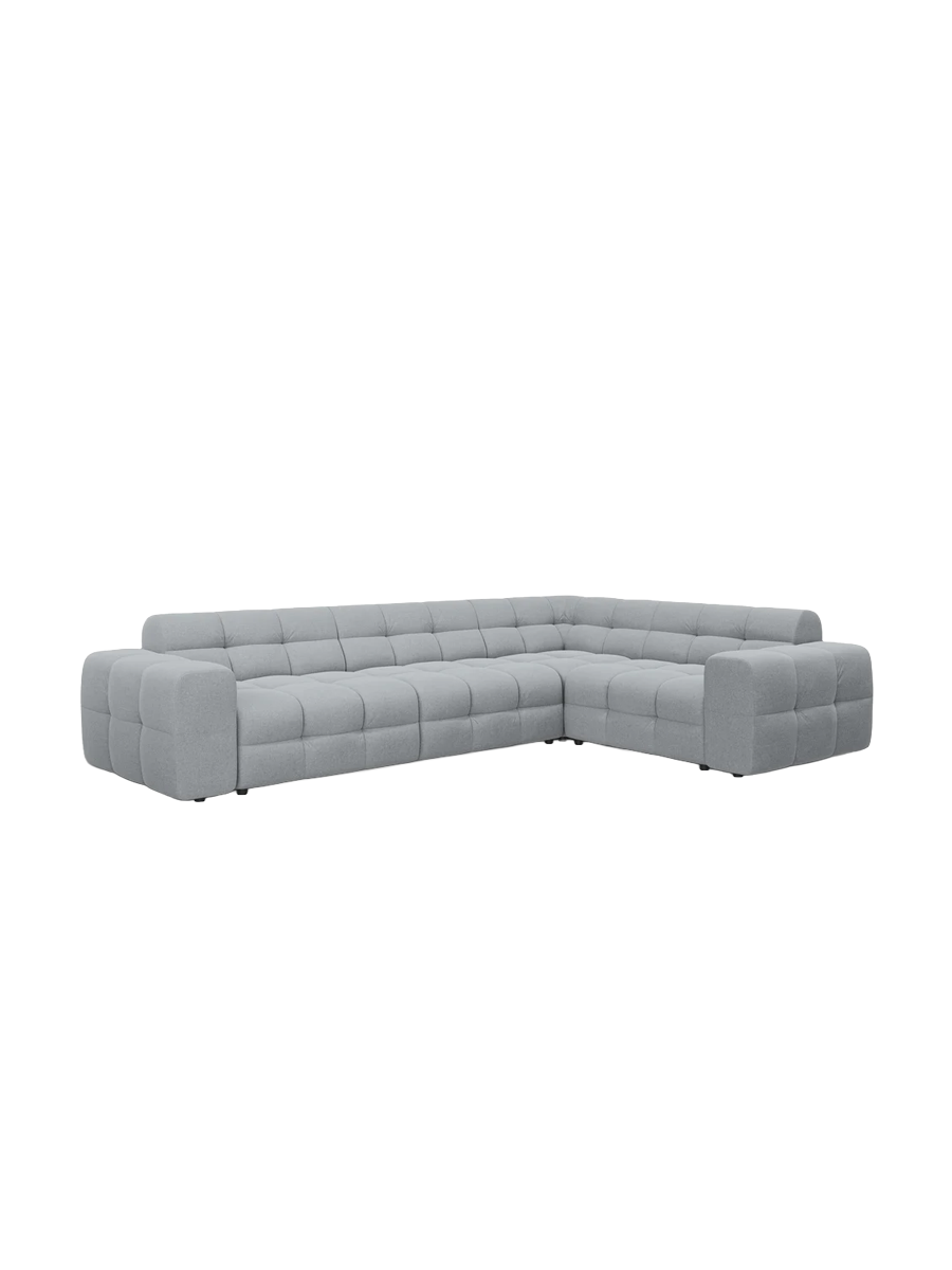 
Design Ecksofa „Kendal“ (6-Sitzer) - Strukturstoff Platin / Eckteil rechts