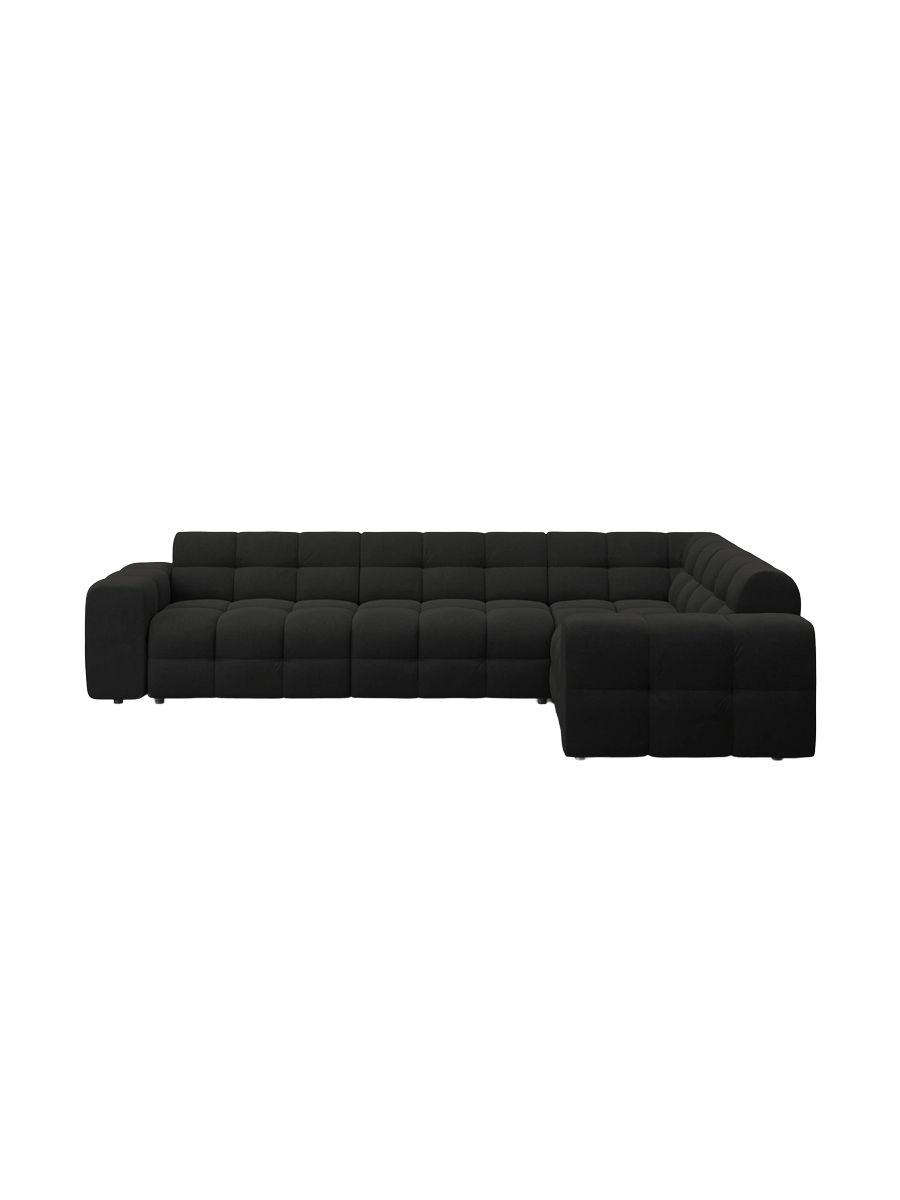 
Design Ecksofa „Kendal“ (6-Sitzer) - Strukturstoff Schwarz / Eckteil rechts