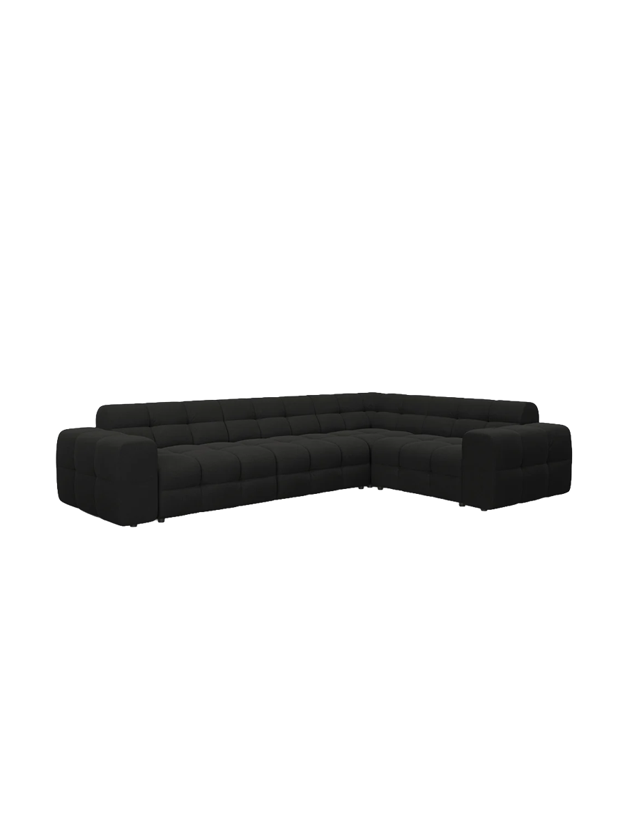 
Design Ecksofa „Kendal“ (6-Sitzer) - Strukturstoff Schwarz / Eckteil rechts