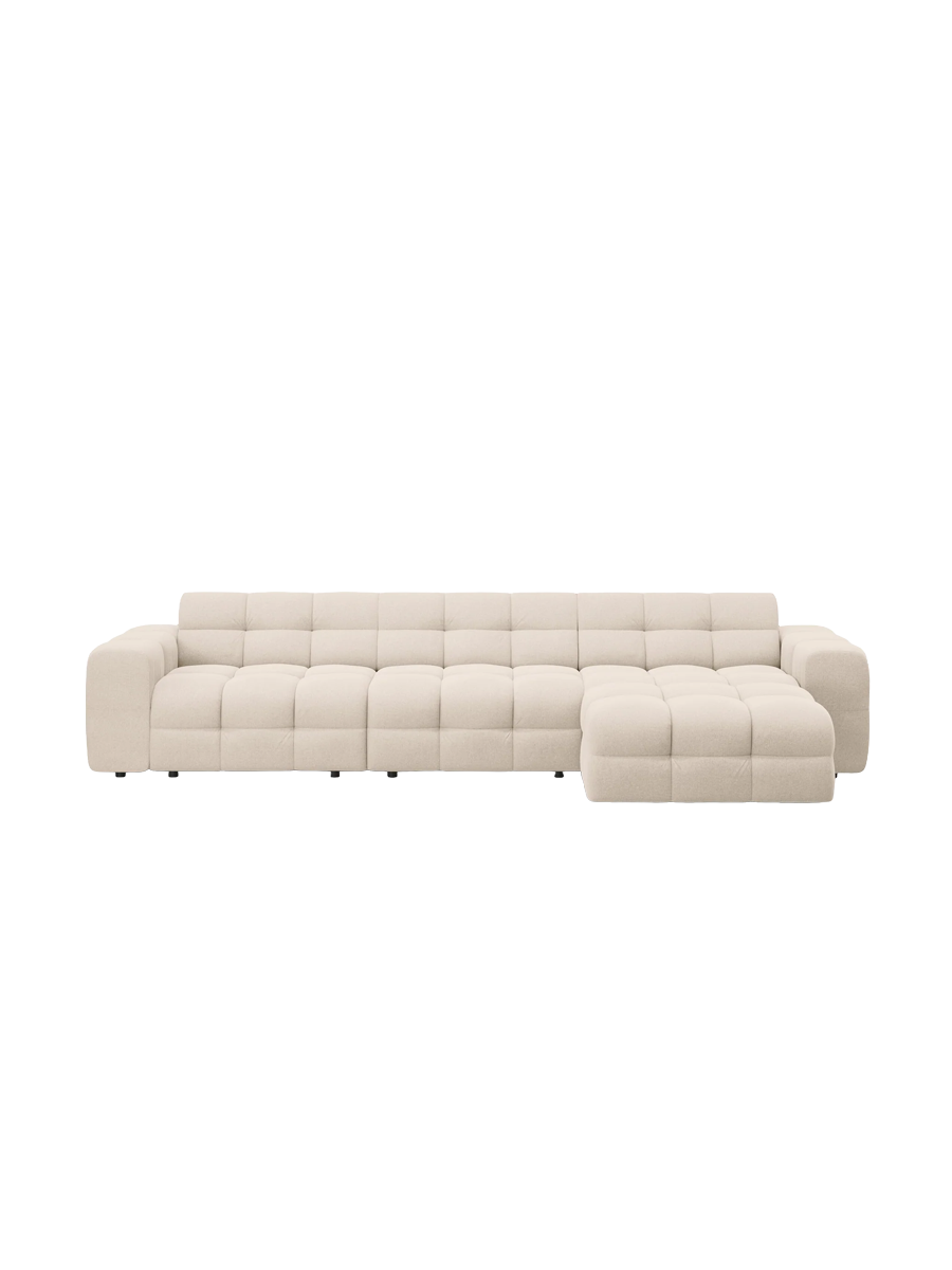 
Design Ecksofa „Kendal“ (5-Sitzer) - Strukturstoff Beige hell / Eckteil rechts