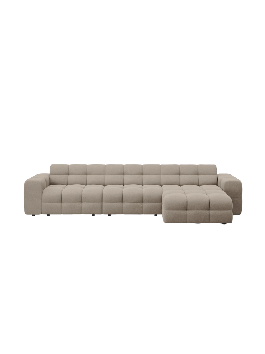
Design Ecksofa „Kendal“ (5-Sitzer) - Strukturstoff Beige dunkel / Eckteil rechts