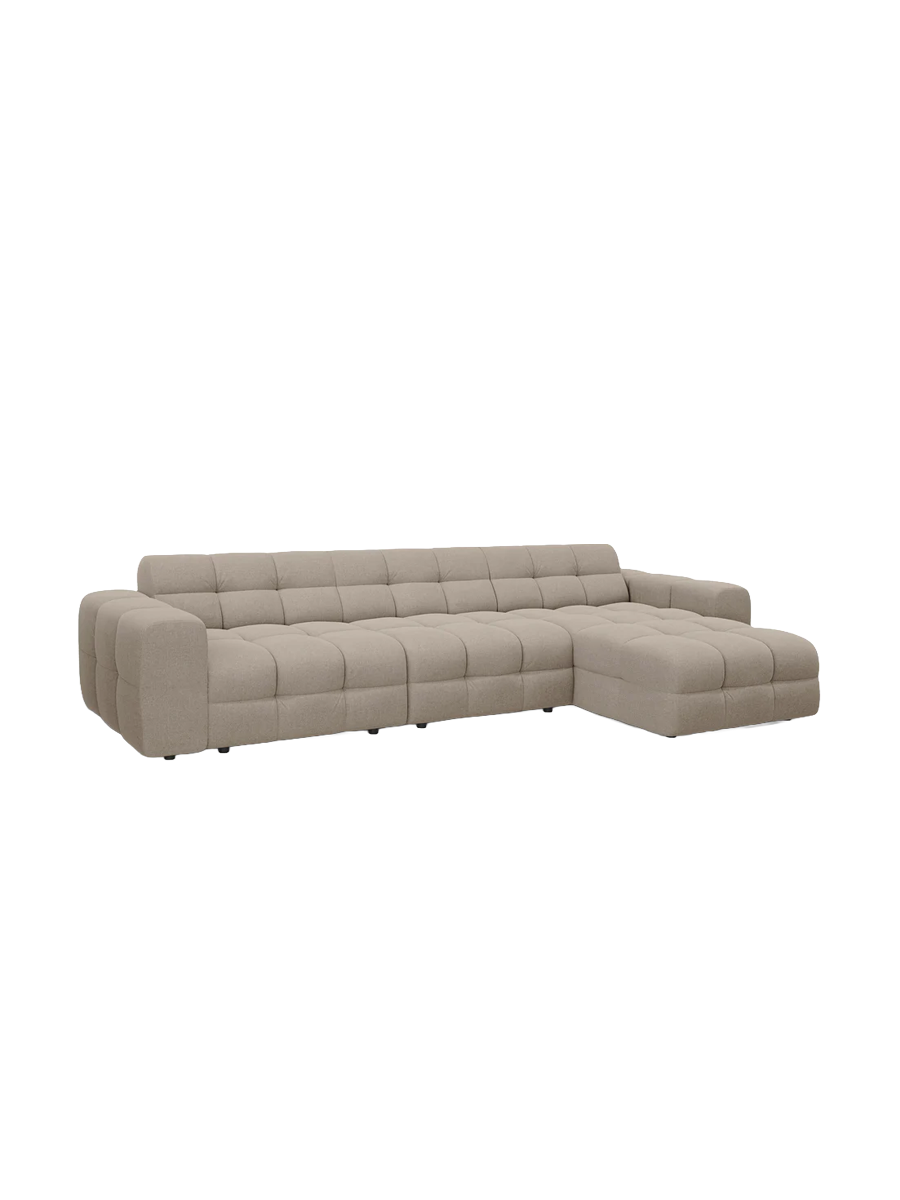 
Design Ecksofa „Kendal“ (5-Sitzer) - Strukturstoff Beige dunkel / Eckteil rechts