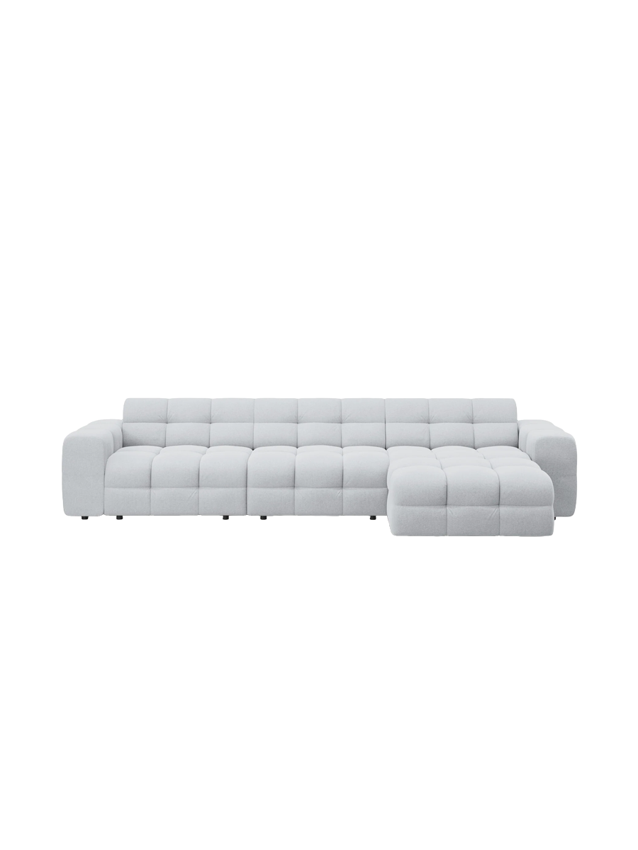 
Design Ecksofa „Kendal“ (5-Sitzer) - Strukturstoff Hellgrau / Eckteil rechts