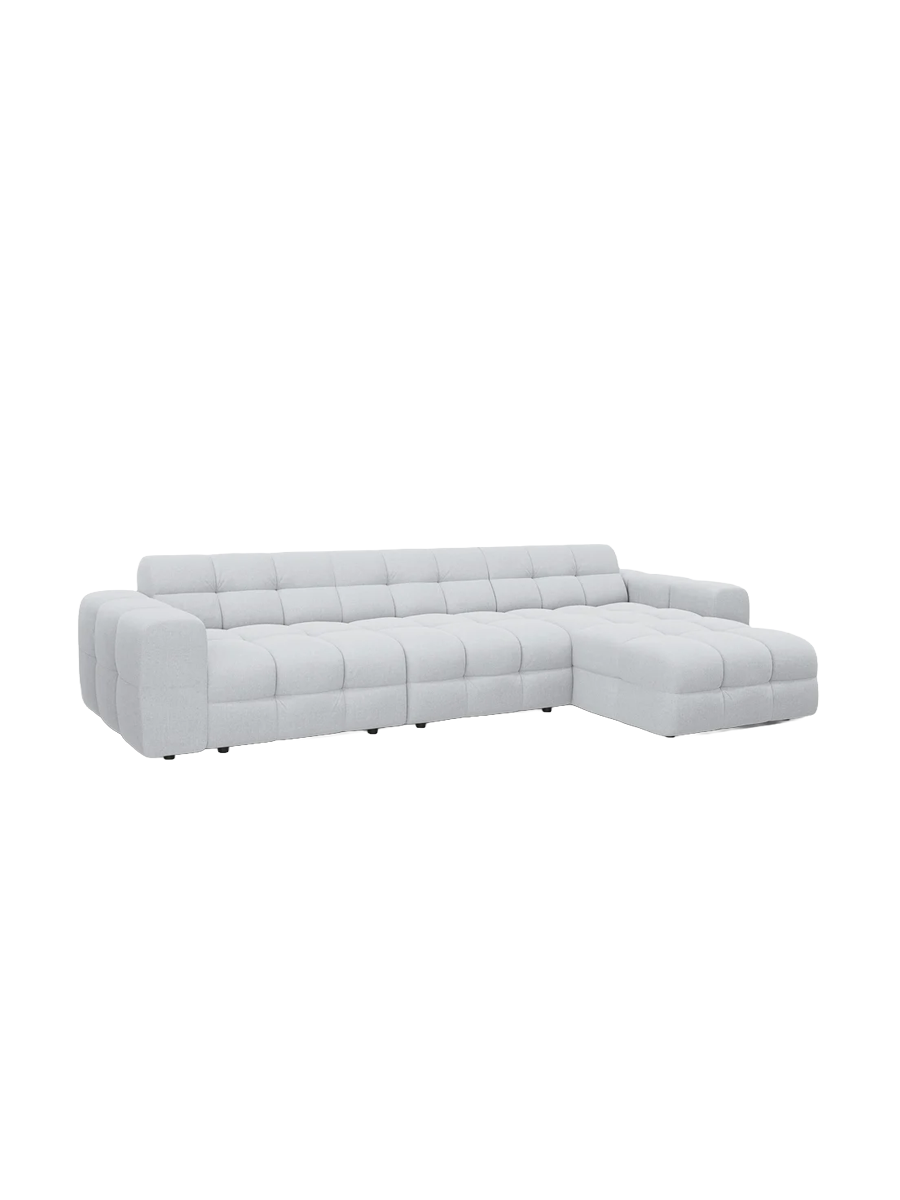 
Design Ecksofa „Kendal“ (5-Sitzer) - Strukturstoff Hellgrau / Eckteil rechts
