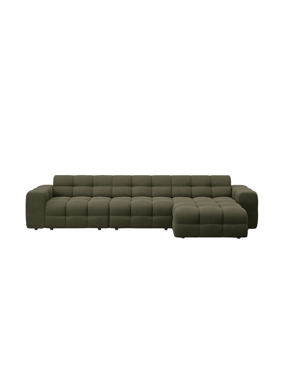 
Design Ecksofa „Kendal“ (5-Sitzer) - Strukturstoff Grün / Eckteil rechts