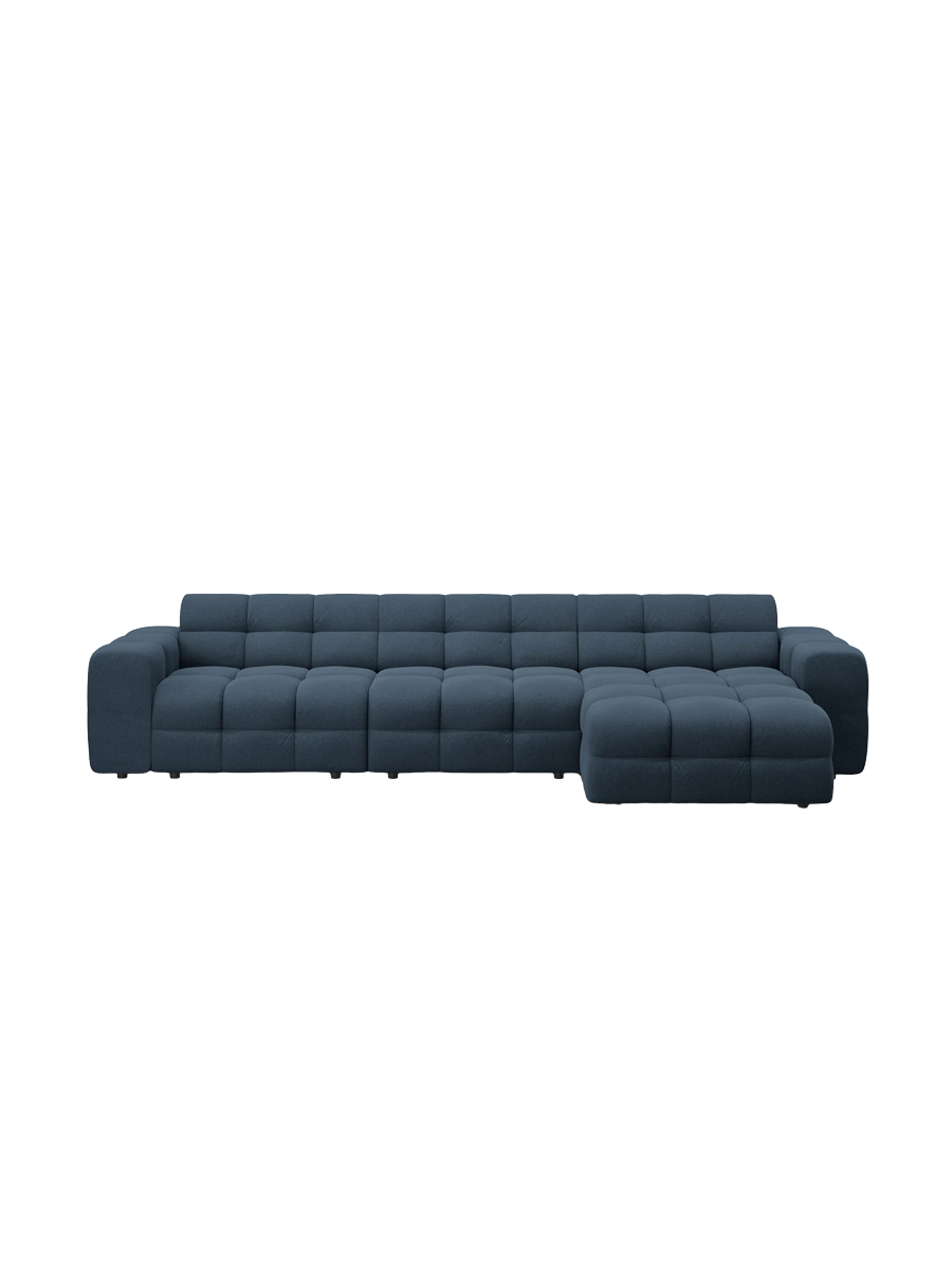 
Design Ecksofa „Kendal“ (5-Sitzer) - Strukturstoff Marineblau / Eckteil rechts
