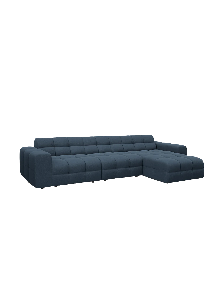 
Design Ecksofa „Kendal“ (5-Sitzer) - Strukturstoff Marineblau / Eckteil rechts