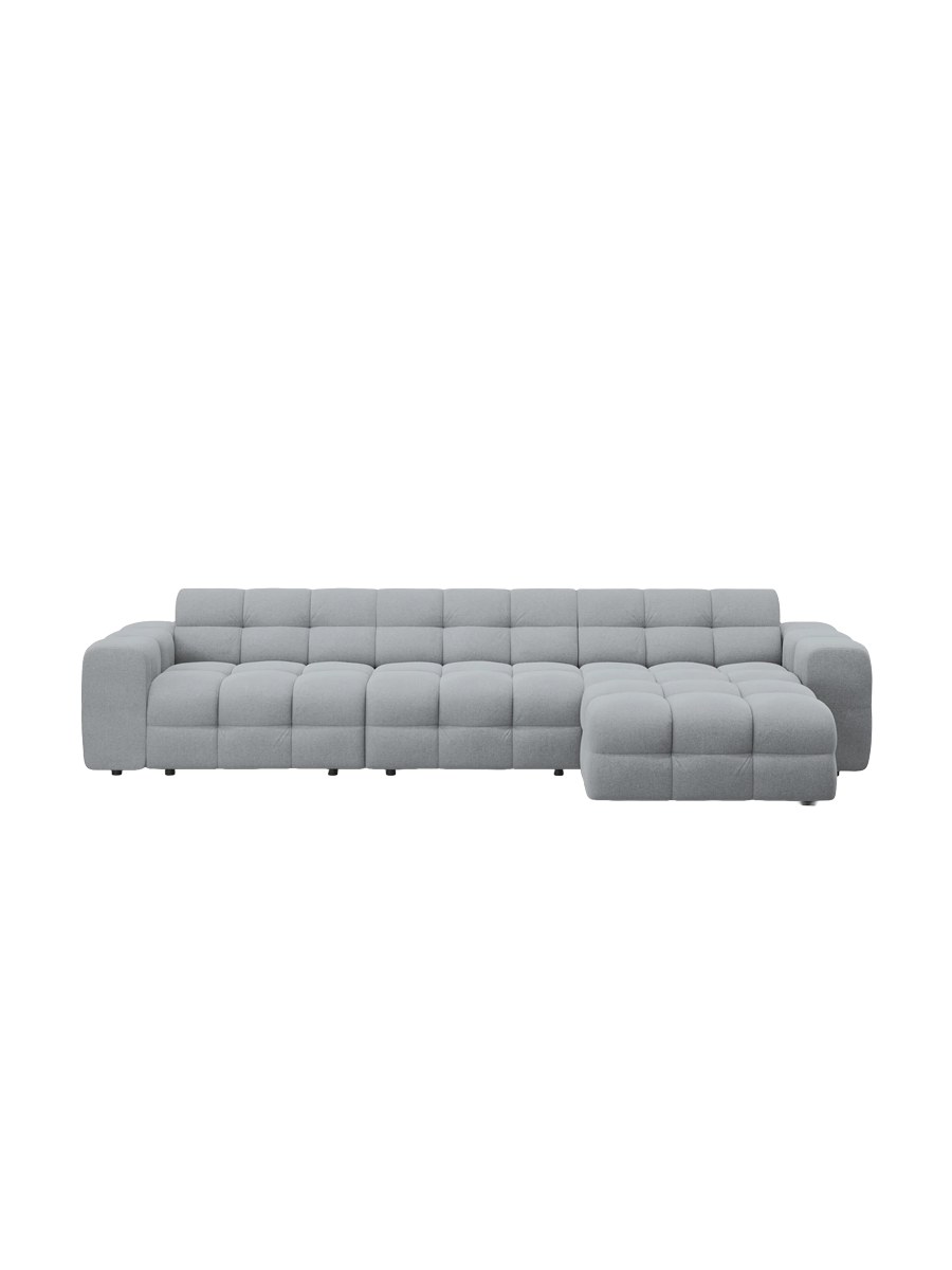 
Design Ecksofa „Kendal“ (5-Sitzer) - Strukturstoff Platin / Eckteil rechts