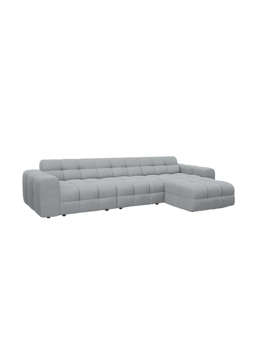 
Design Ecksofa „Kendal“ (5-Sitzer) - Strukturstoff Platin / Eckteil rechts