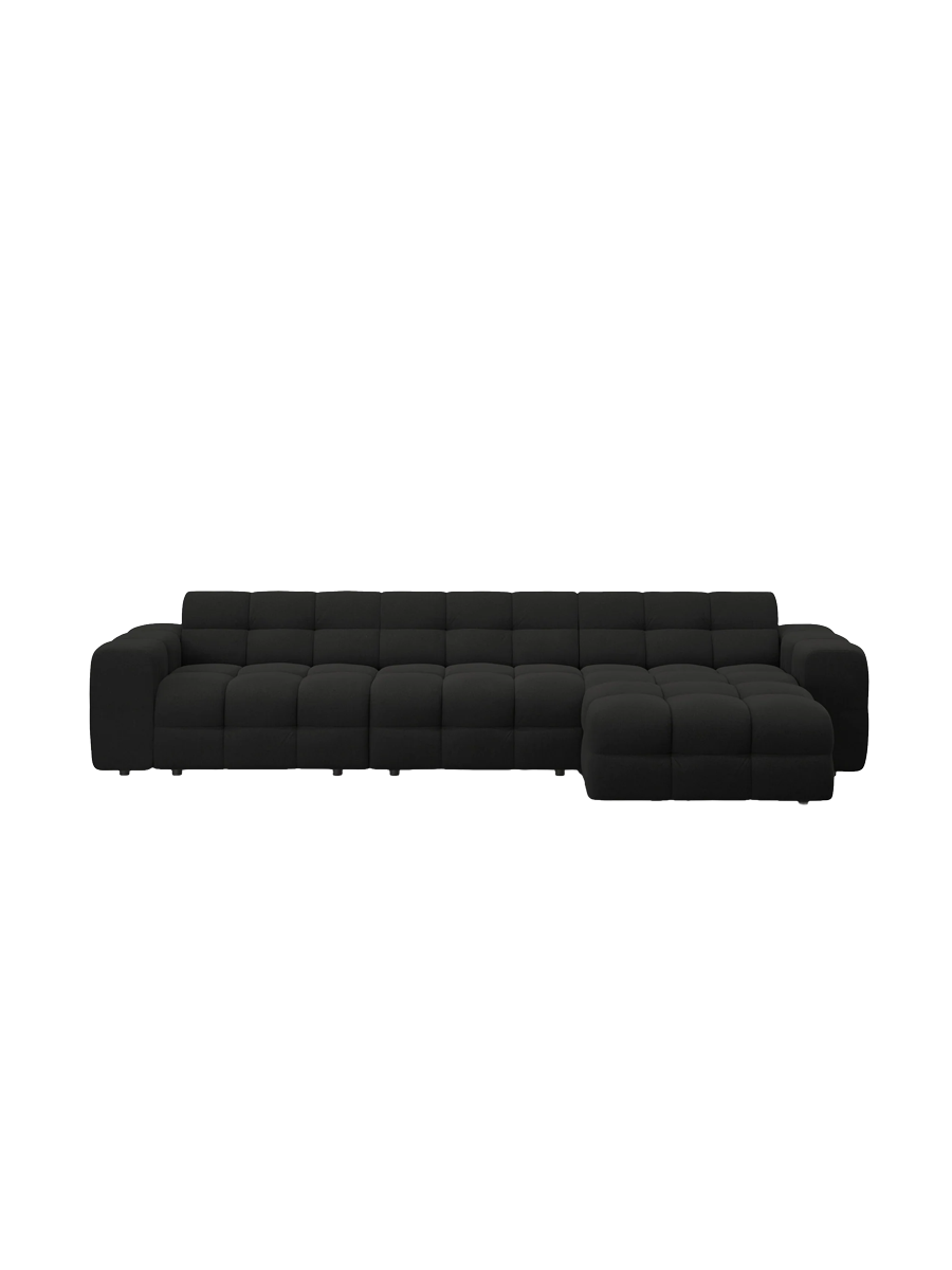 
Design Ecksofa „Kendal“ (5-Sitzer) - Strukturstoff Schwarz / Eckteil rechts