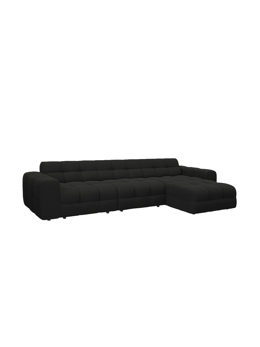 
Design Ecksofa „Kendal“ (5-Sitzer) - Strukturstoff Schwarz / Eckteil rechts