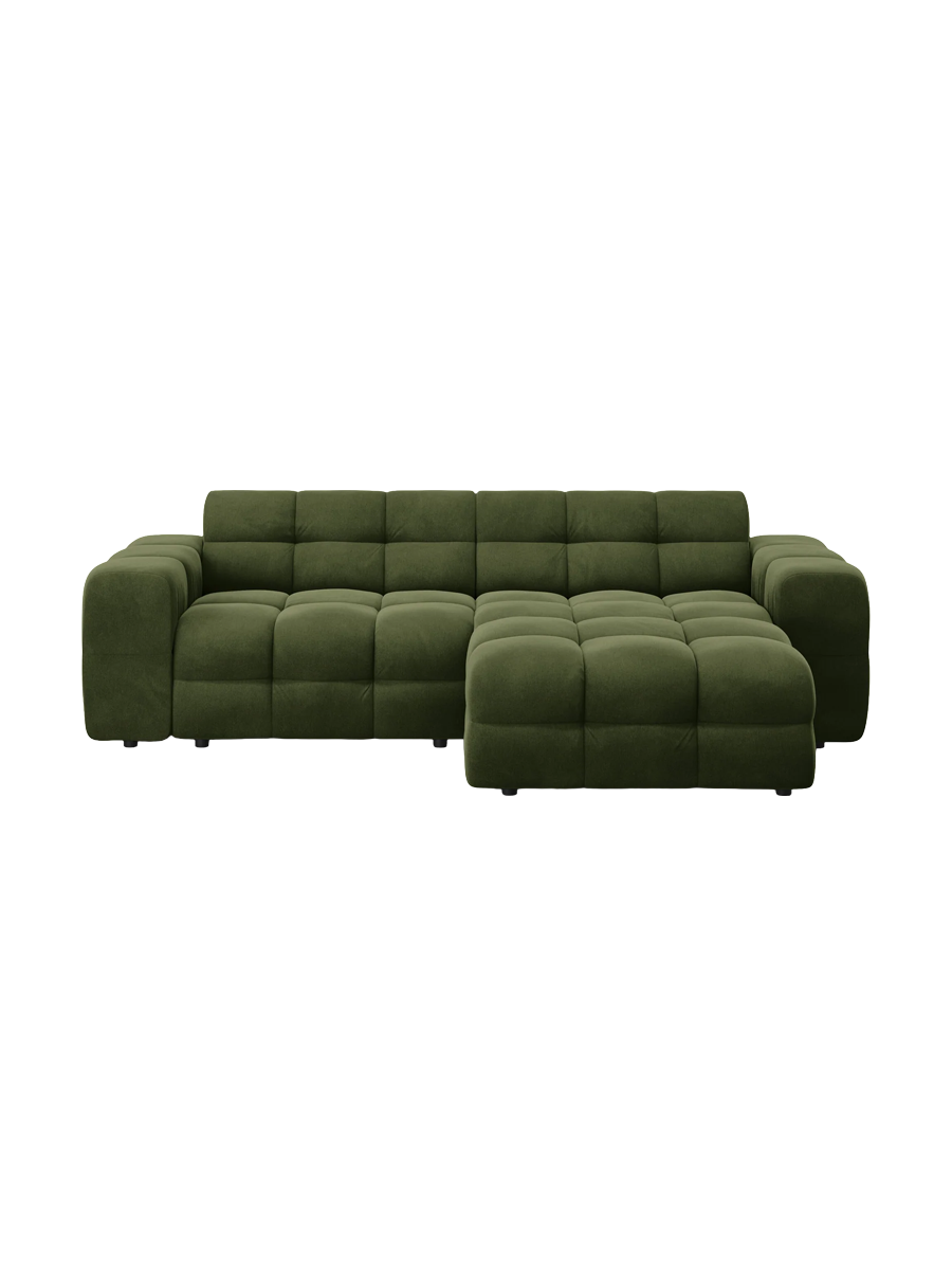 
Design Ecksofa „Kendal“ (4-Sitzer) - Samt Armeegrün / Eckteil rechts