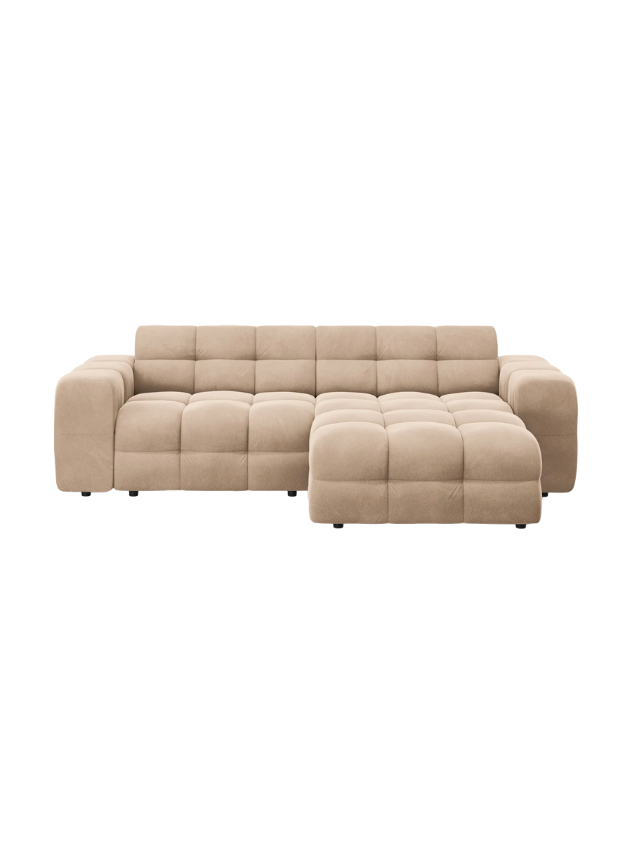 
Design Ecksofa „Kendal“ (4-Sitzer) - Samt Beige / Eckteil rechts