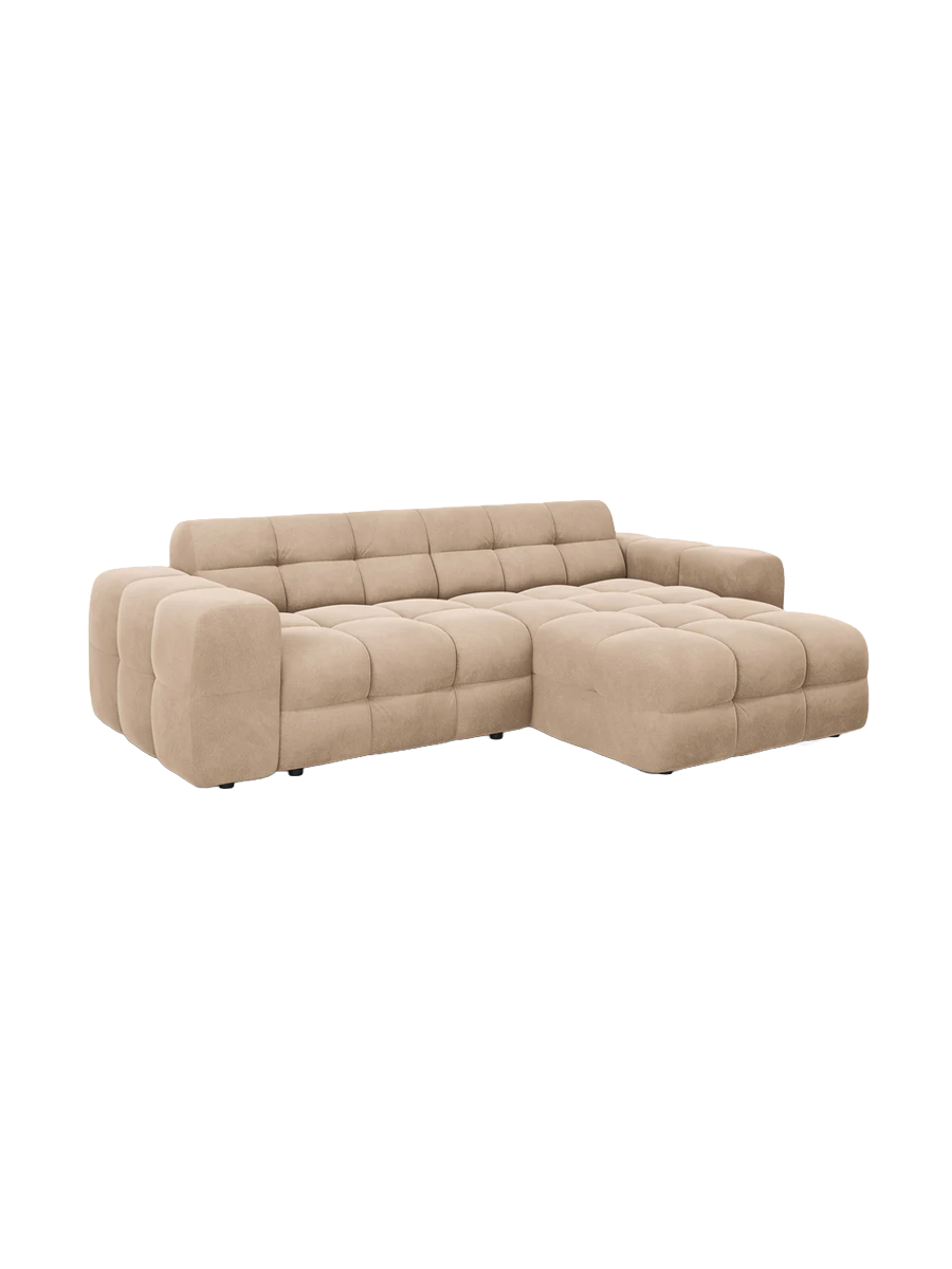 
Design Ecksofa „Kendal“ (4-Sitzer) - Samt Beige / Eckteil rechts