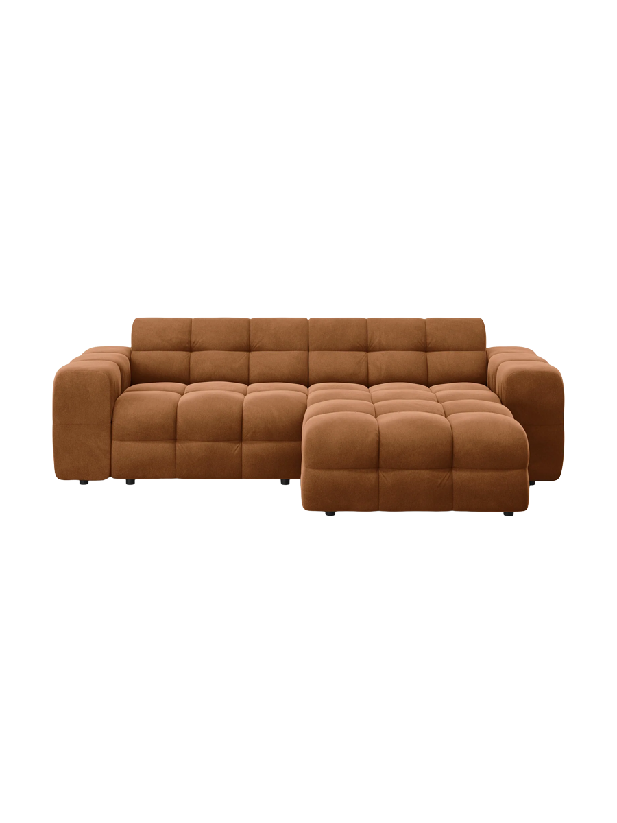 
Design Ecksofa „Kendal“ (4-Sitzer) - Samt Camel / Eckteil rechts