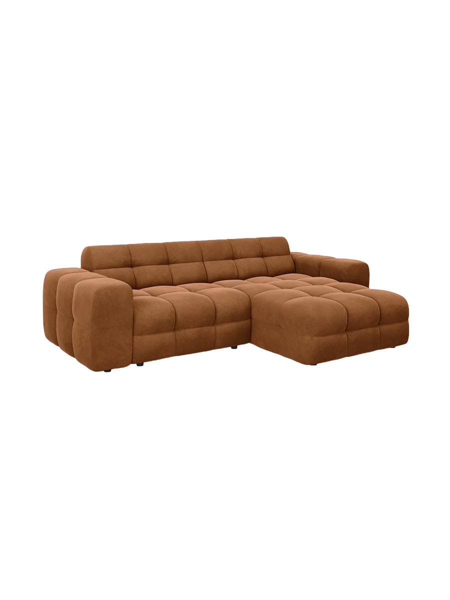 
Design Ecksofa „Kendal“ (4-Sitzer) - Samt Camel / Eckteil rechts