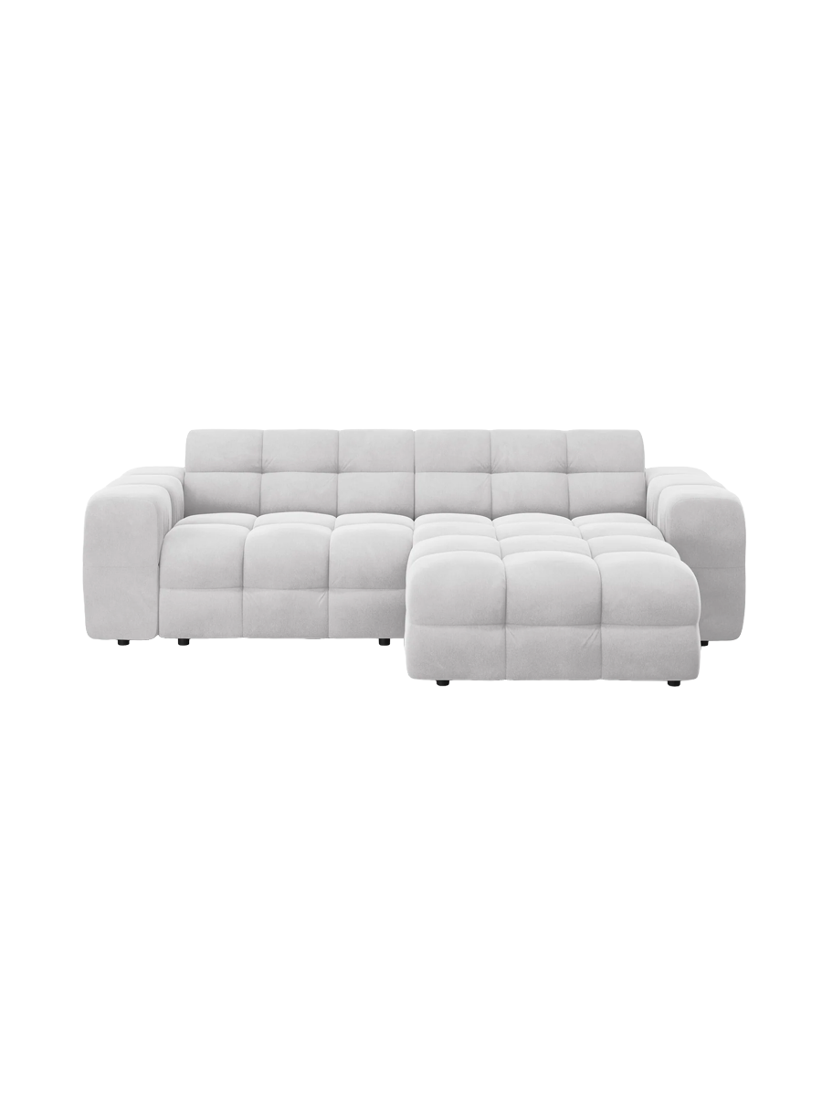 
Design Ecksofa „Kendal“ (4-Sitzer) - Samt Hellgrau / Eckteil rechts