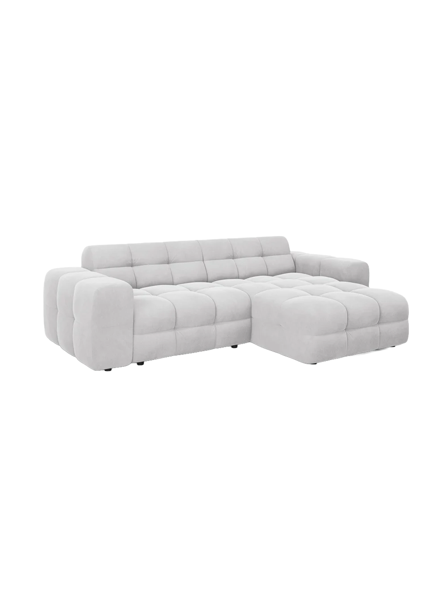 
Design Ecksofa „Kendal“ (4-Sitzer) - Samt Hellgrau / Eckteil rechts