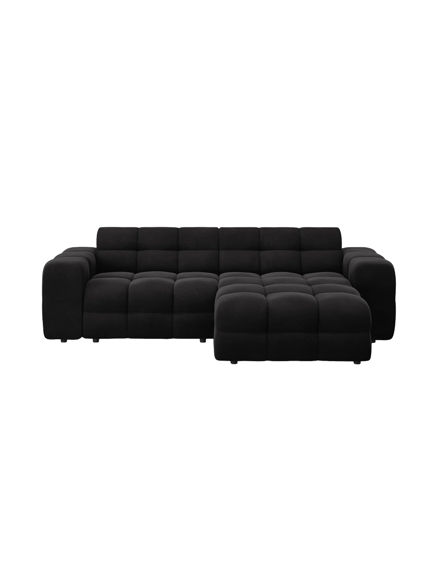 
Design Ecksofa „Kendal“ (4-Sitzer) - Samt Schwarz / Eckteil rechts