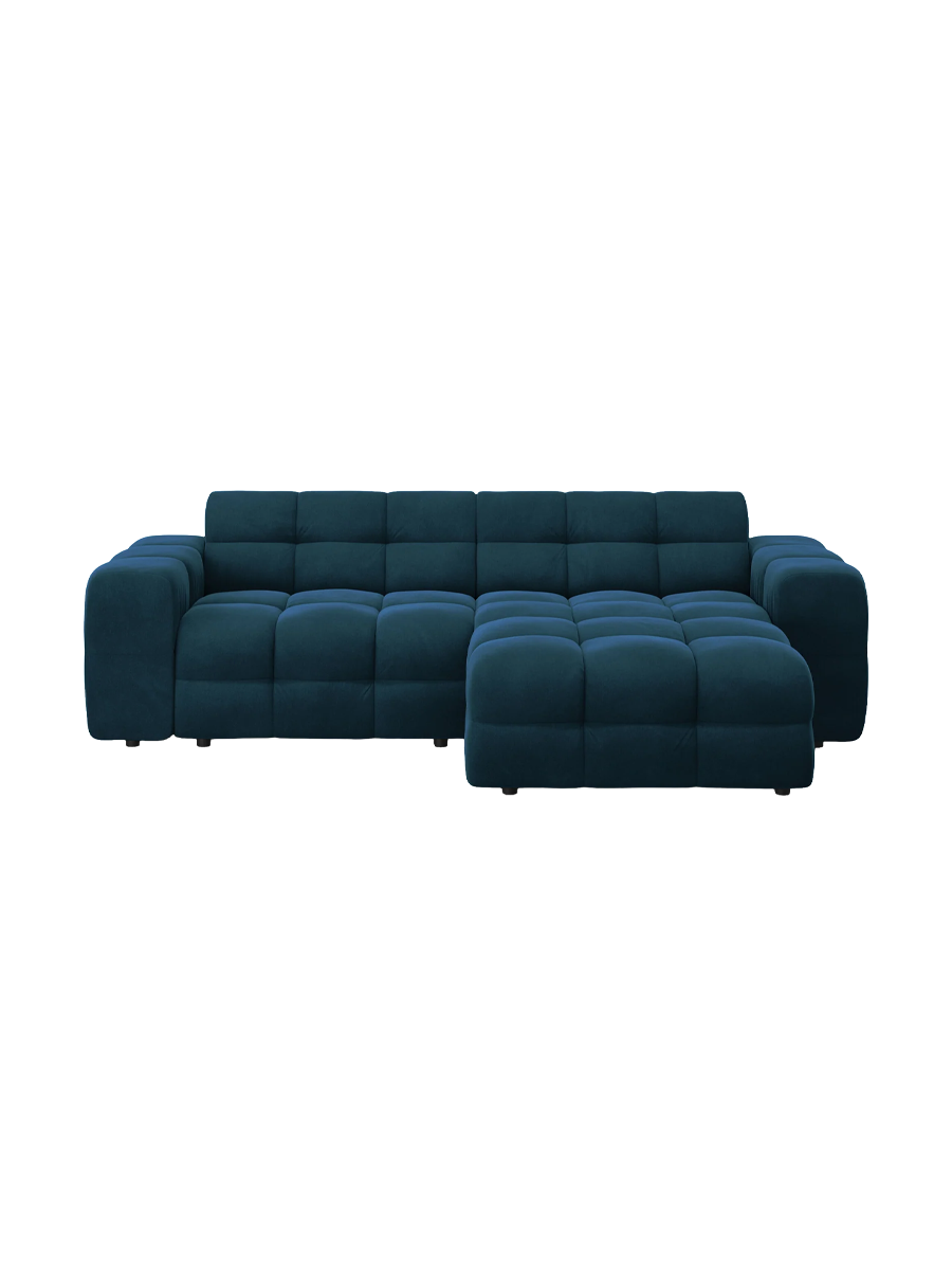 
Design Ecksofa „Kendal“ (4-Sitzer) - Samt Marineblau / Eckteil rechts