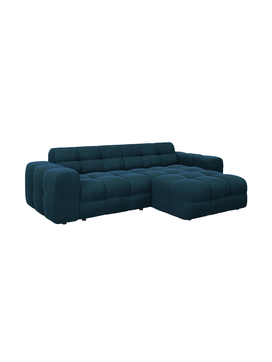 
Design Ecksofa „Kendal“ (4-Sitzer) - Samt Marineblau / Eckteil rechts