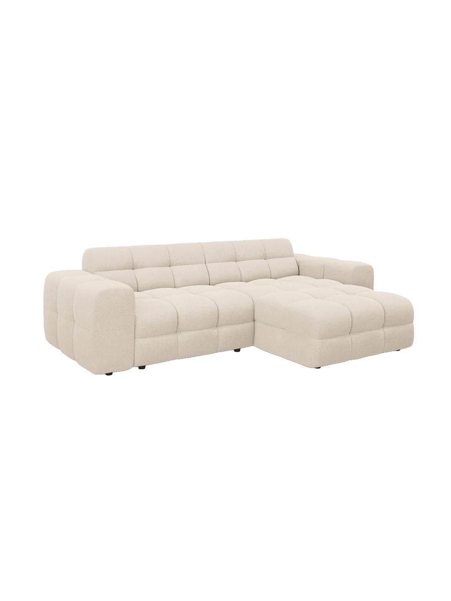 
Design Ecksofa „Kendal“ (4-Sitzer) - Strukturstoff Beige hell / Eckteil rechts