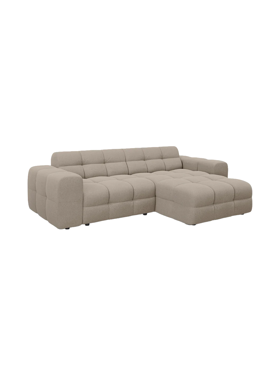 
Design Ecksofa „Kendal“ (4-Sitzer) - Strukturstoff Beige dunkel / Eckteil rechts