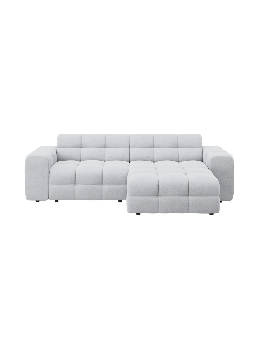 
Design Ecksofa „Kendal“ (4-Sitzer) - Strukturstoff Hellgrau / Eckteil rechts