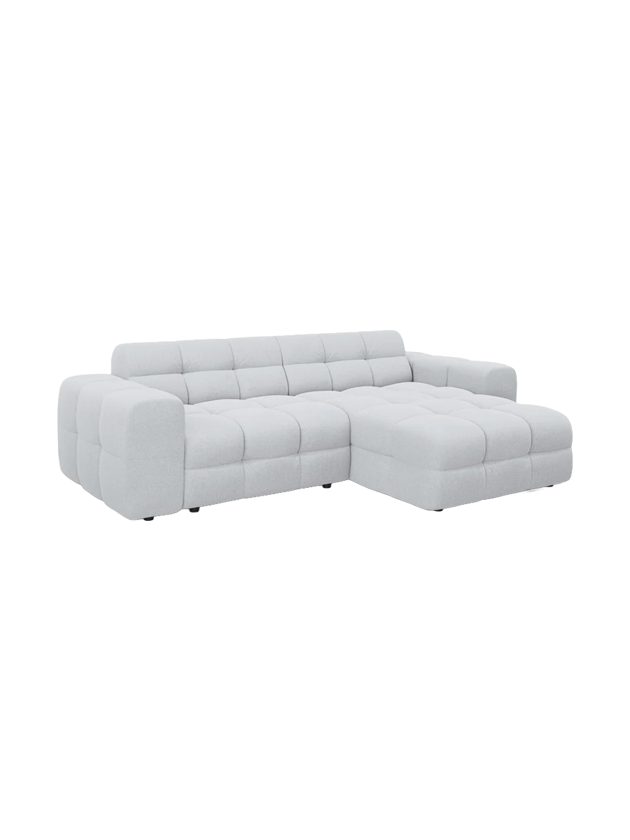 
Design Ecksofa „Kendal“ (4-Sitzer) - Strukturstoff Hellgrau / Eckteil rechts