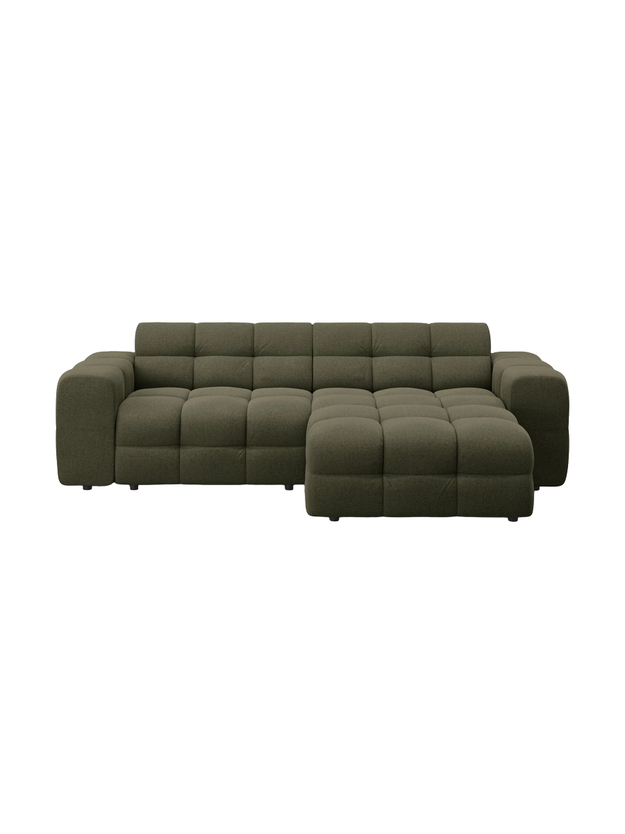 
Design Ecksofa „Kendal“ (4-Sitzer) - Strukturstoff Grün / Eckteil rechts