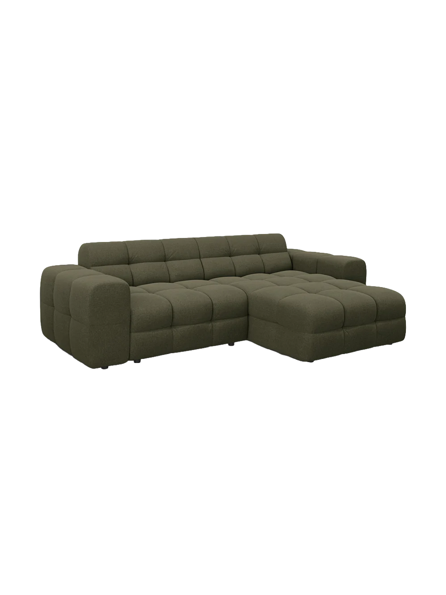 
Design Ecksofa „Kendal“ (4-Sitzer) - Strukturstoff Grün / Eckteil rechts