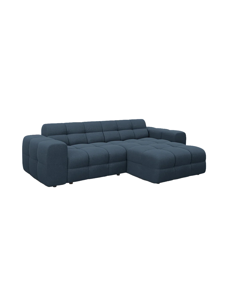 
Design Ecksofa „Kendal“ (4-Sitzer) - Strukturstoff Marineblau / Eckteil rechts