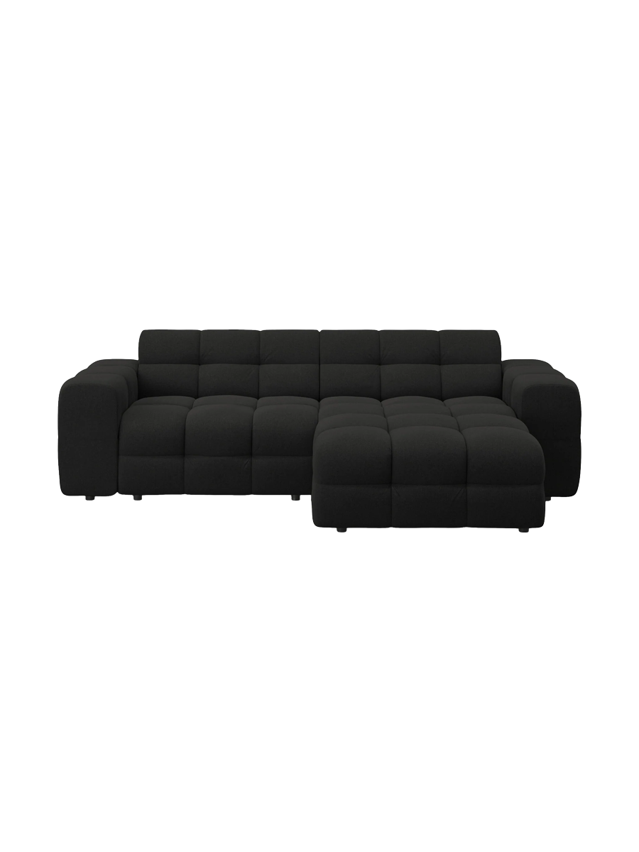 
Design Ecksofa „Kendal“ (4-Sitzer) - Strukturstoff Schwarz / Eckteil rechts