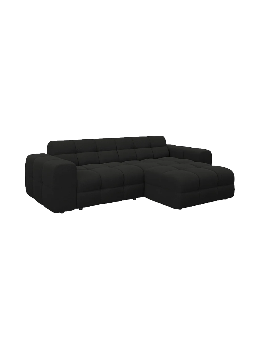 
Design Ecksofa „Kendal“ (4-Sitzer) - Strukturstoff Schwarz / Eckteil rechts