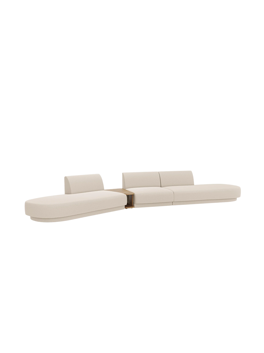 
Canapé modulaire « Miley » avec table d'appoint (5 places) - Bouclé beige / Côté arrondi gauche