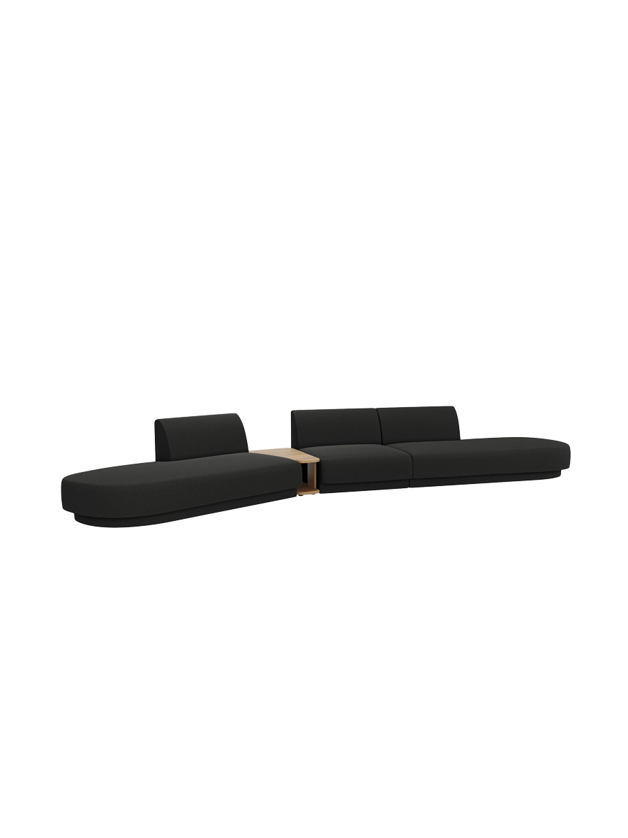 
Canapé modulaire « Miley » avec table d'appoint (5 places) - Bouclé Noir / Côté arrondi gauche