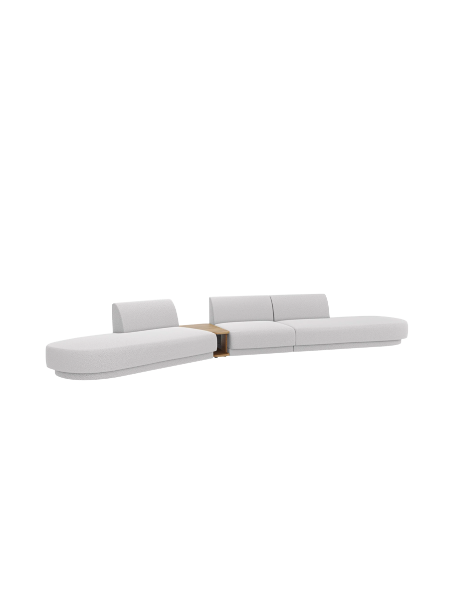 
Canapé modulaire « Miley » avec table d'appoint (5 places) - Bouclé Gris Clair / Côté arrondi gauche