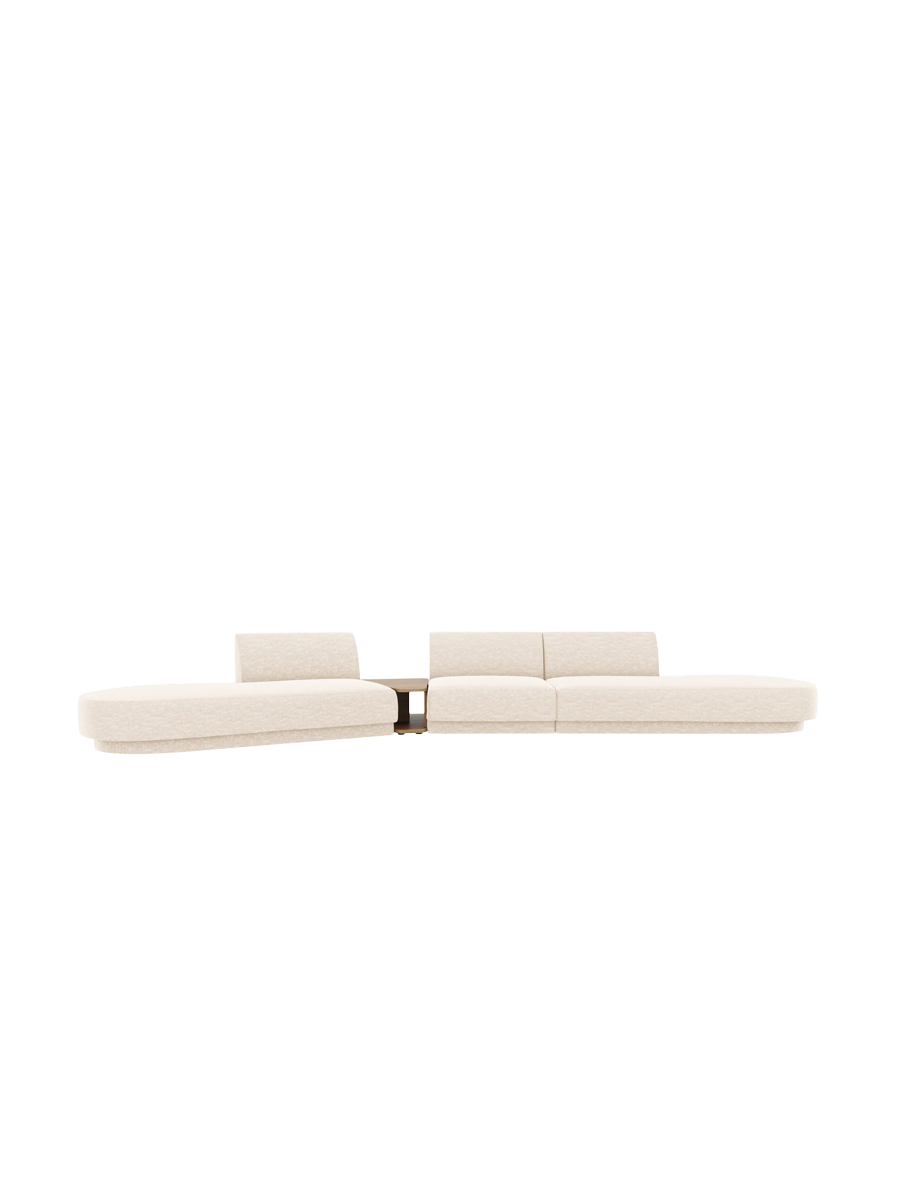 
Canapé modulaire « Miley » avec table d'appoint (5 places) - Chenille Beige Clair / Côté arrondi gauche