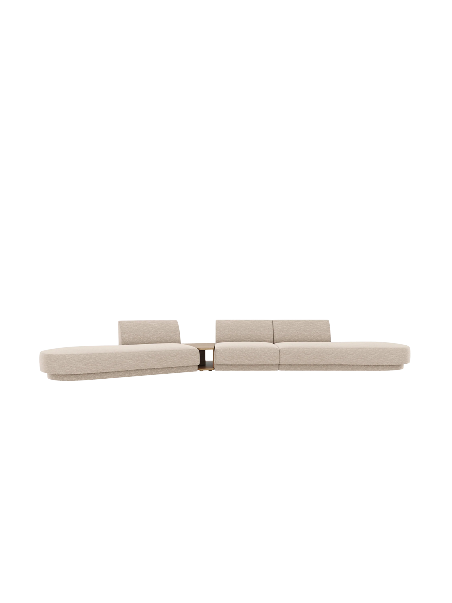 
Canapé modulaire « Miley » avec table d'appoint (5 places) - Chenille beige / Côté arrondi gauche