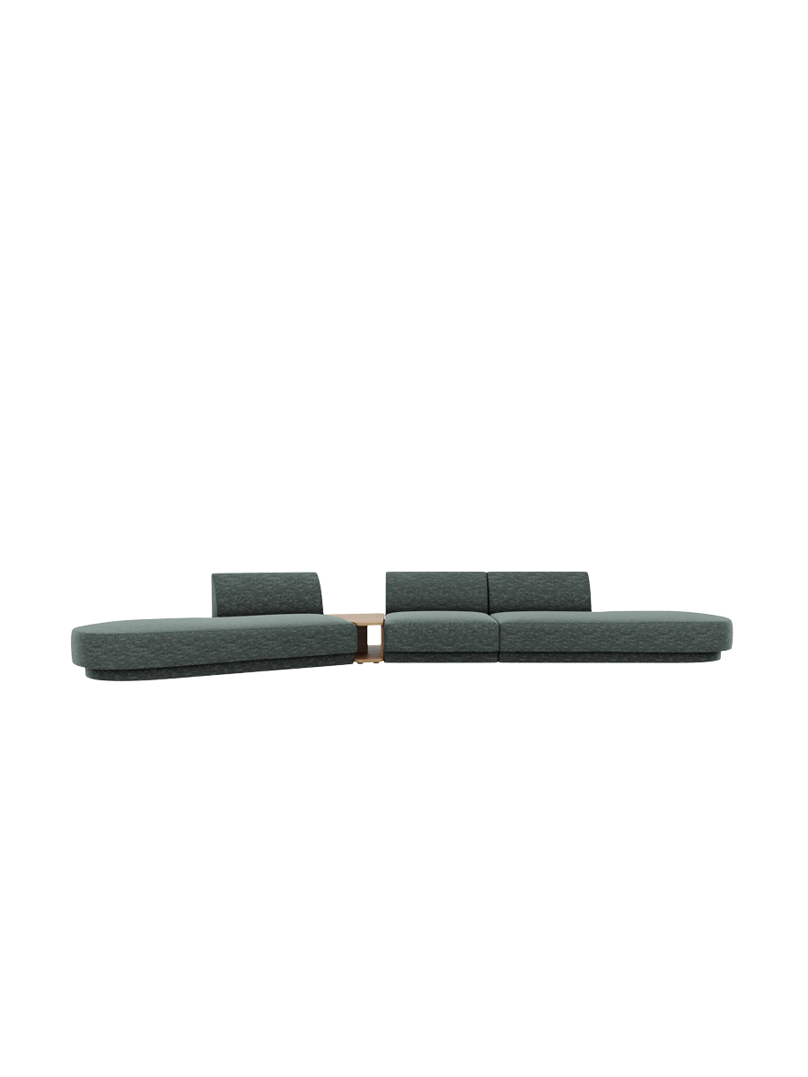 
Canapé modulaire « Miley » avec table d'appoint (5 places) - Chenille Pétrole / Côté arrondi gauche