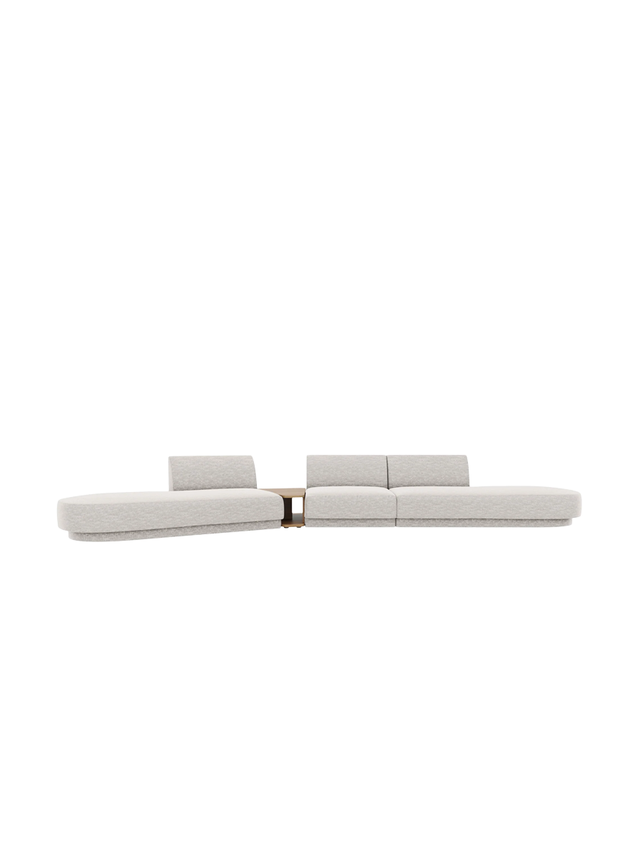 
Canapé modulaire « Miley » avec table d'appoint (5 places) - Chenille Gris clair / Côté arrondi gauche