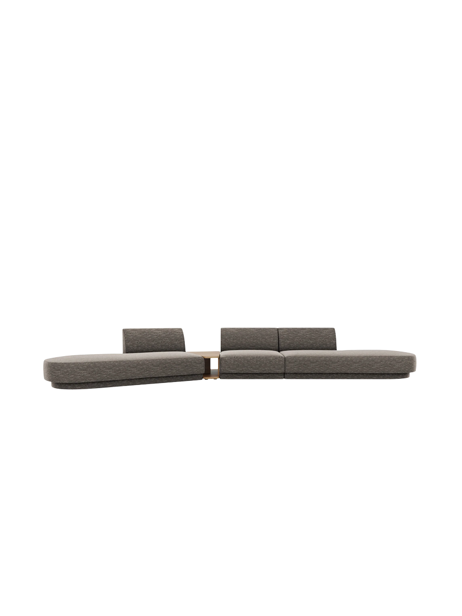 
Canapé modulaire « Miley » avec table d'appoint (5 places) - Chenille grise / Côté arrondi gauche