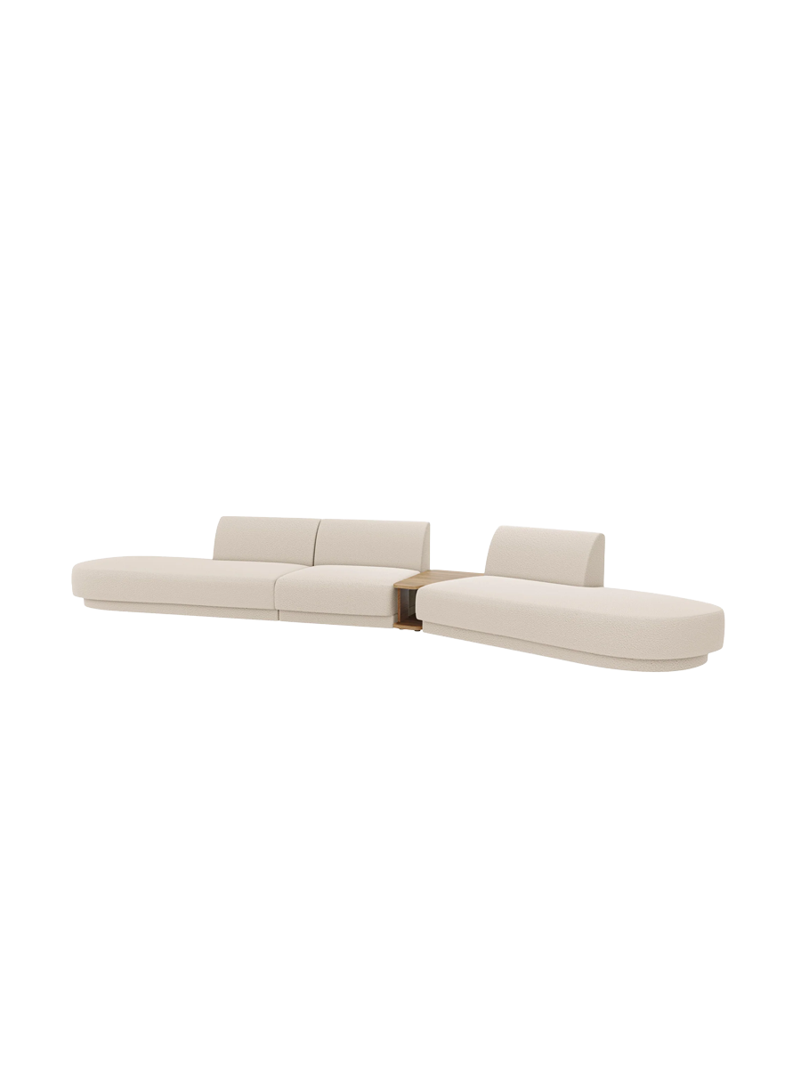 
Canapé modulaire « Miley » avec table d'appoint (5 places) - Bouclé beige / Côté arrondi droit