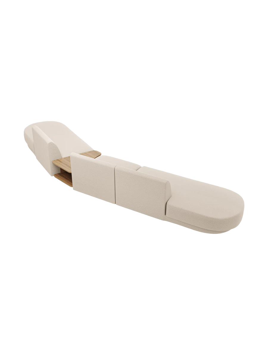 
Canapé modulaire « Miley » avec table d'appoint (5 places) - Bouclé beige / Côté arrondi droit